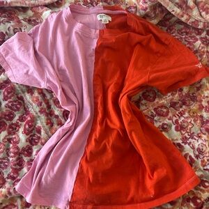 Roxy Two-Tone Pink and Red Short Sleeve Tee